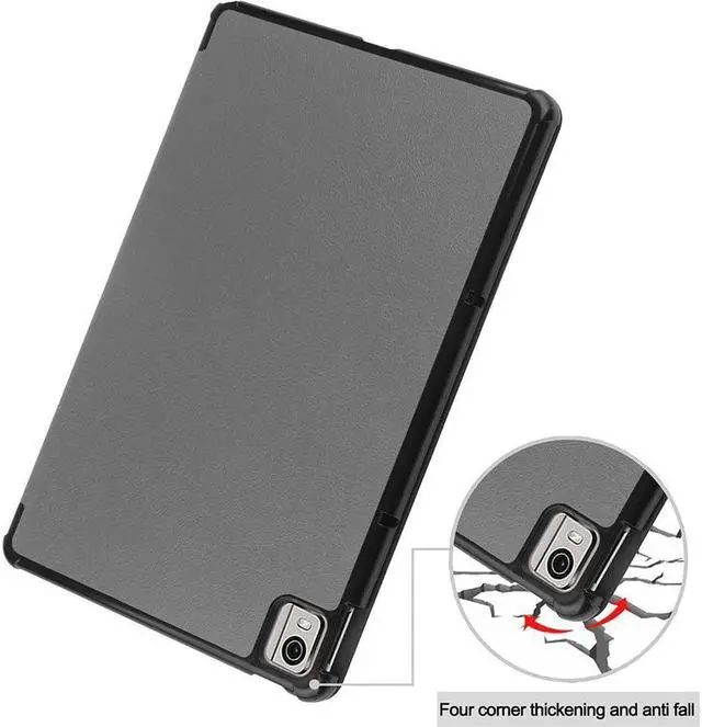 Alt view image 5 of 7 - BONAEVER Case for Nokia T21 Case 10.4 Inch 2022 Trifold Slim Smart Stand Cover Hard Shell for Nokia T21 10.4" 2022 Release with Universal Stylus Pen Gray