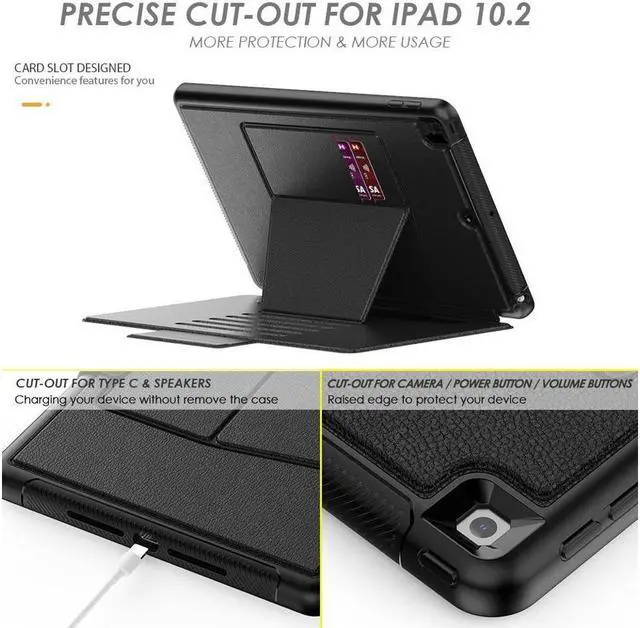 Alt view image 5 of 7 - BONAEVER For iPad 9th 8th 7th Generation 10.2 inch Case [ Standrong Magnetic] Auto Sleep/Wake Drop Proof Cover with [Multi-angle Stand ] Pencil Holder & Card Slot for iPad 10.2 Inch 2021 2020 2019