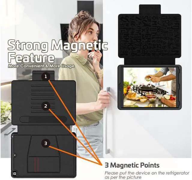 Alt view image 7 of 7 - BONAEVER For iPad 9th 8th 7th Generation 10.2 inch Case [ Standrong Magnetic] Auto Sleep/Wake Drop Proof Cover with [Multi-angle Stand ] Pencil Holder & Card Slot for iPad 10.2 Inch 2021 2020 2019