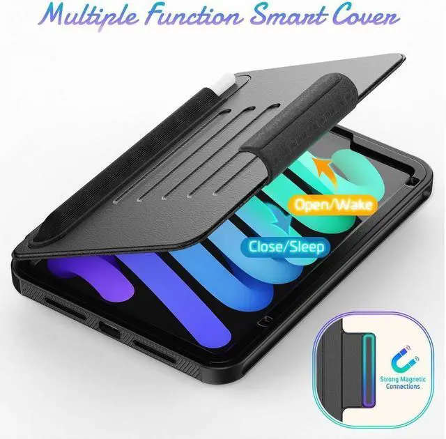 Alt view image 3 of 7 - BONAEVER Magnetic Case for iPad mini 7 (A17 Pro) 2024 / Mini 6 2021 8.3 inch- Multiple Angle Shockproof Rugged Stand Case Soft TPU Back Cover with Pencil HolderCard Slot Auto Sleep Wake