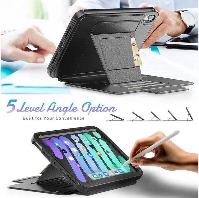 Alt view image 2 of 7 - BONAEVER Magnetic Case for iPad mini 7 (A17 Pro) 2024 / Mini 6 2021 8.3 inch- Multiple Angle Shockproof Rugged Stand Case Soft TPU Back Cover with Pencil HolderCard Slot Auto Sleep Wake