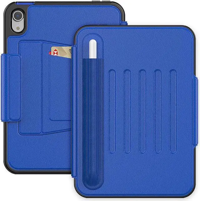 Alt view image 2 of 7 - BONAEVER Magnetic Case for iPad mini 7 (A17 Pro) 2024 / Mini 6 2021 8.3 inch- Multiple Angle Shockproof Rugged Stand Case Soft TPU Back Cover with Pencil HolderCard Slot Auto Sleep Wake Blue