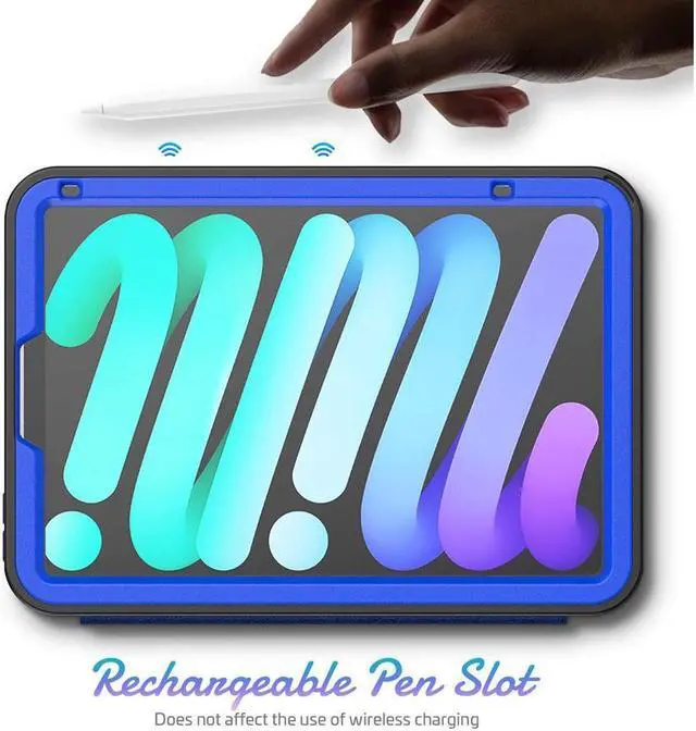 Alt view image 5 of 7 - BONAEVER Magnetic Case for iPad mini 7 (A17 Pro) 2024 / Mini 6 2021 8.3 inch- Multiple Angle Shockproof Rugged Stand Case Soft TPU Back Cover with Pencil HolderCard Slot Auto Sleep Wake Blue