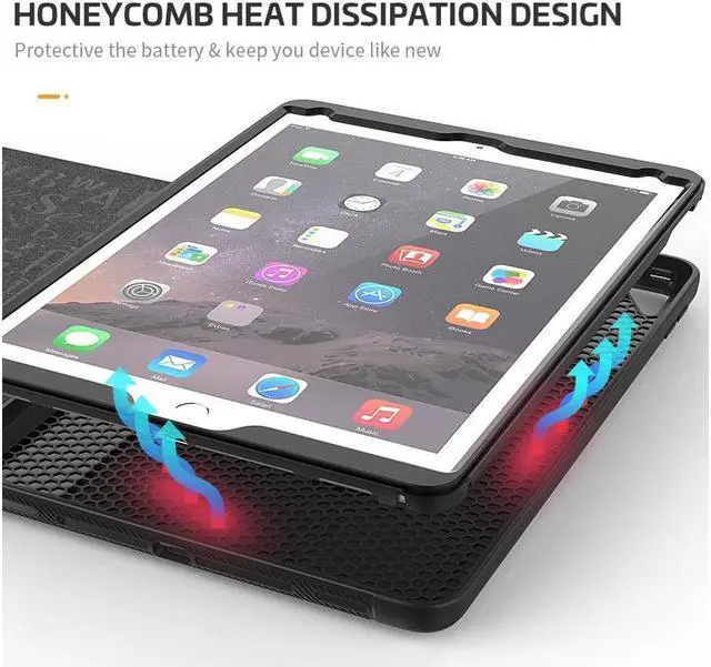 Alt view image 5 of 7 - BONAEVER Magnetic Stand Case for iPad 6th / 5th Generation - [Multiple Angles] Shockproof Protective Cover with Pencil Holder & Card SlotAuto Wake Sleep for iPad 9.7 inch 2018 2017/Pro 9.7/Air 2 Black