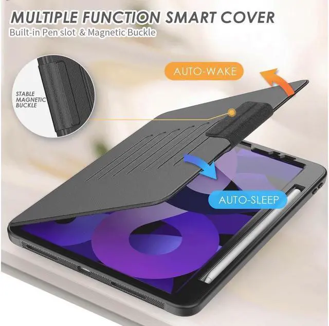 Alt view image 4 of 7 - Magnetic Stand Case for iPad Air 5th 4th Generation 10.9 inch 2022 2020 - Shockproof Cover with Pencil Holder, Card Slot, Auto Sleep Wake For iPad Pro 11 inch 2018 2020 2021 2022 (1st/2nd/3rd/4th Gen)