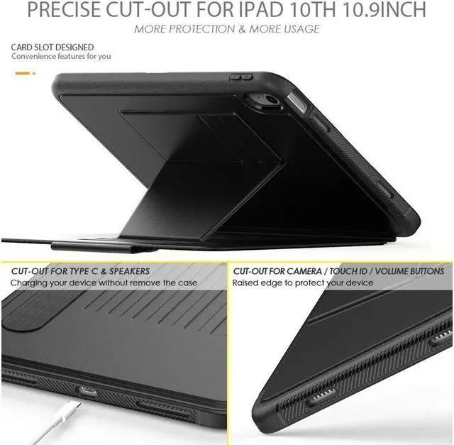 Alt view image 4 of 7 - BONAEVER Magnetic Stand Case for iPad (A16) 11th Generation 11 Inch 2025, iPad 10th Generation 10.9 inch 2022 - Multiple Angles Shockproof Protective Cover with Pencil Holder Card Slot