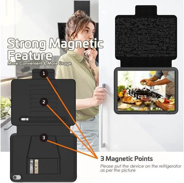 Alt view image 6 of 7 - BONAEVER Magnetic Stand Case for iPad (A16) 11th Generation 11 Inch 2025, iPad 10th Generation 10.9 inch 2022 - Multiple Angles Shockproof Protective Cover with Pencil Holder Card Slot