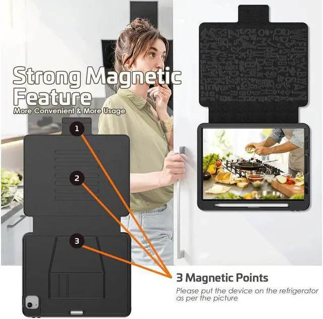 Alt view image 6 of 7 - Magnetic Stand Case for iPad Air 5th 4th Generation 10.9 inch 2022 2020 - Shockproof Cover with Pencil Holder, Card Slot, Auto Sleep Wake For iPad Pro 11 inch 2018 2020 2021 2022 (1st/2nd/3rd/4th Gen)