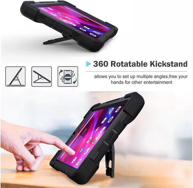 Alt view image 4 of 7 - BONAEVER Case For Lenovo Tab M8 Gen 3 2022/ Smart Tab M8 Gen 3 2022/Tab M8 HD LTE 2021/ Tab M8 HD/Smart Tab M8/Tab M8 FHD 2019 Rugged Shockproof Rotating Stand and Protective Cover
