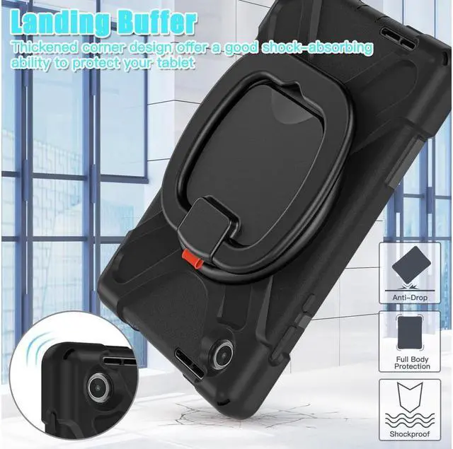 Alt view image 2 of 7 - BONAEVER Case For Lenovo Tab M8 4th Gen 2024 2023 Model TB-301XU TB-300FU TB-300XU Shockproof Protective Cover with Stand and & Shoulder Strap Pencil Holder Stylus