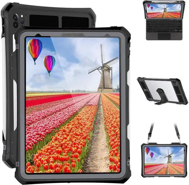 Main image of BONAEVER Waterproof Case for iPad Pro 11 inch 2020 2021 2022 Protection Shockproof Dustdproof Cover with Stand Strap Built in Screen Protector Pen Holder