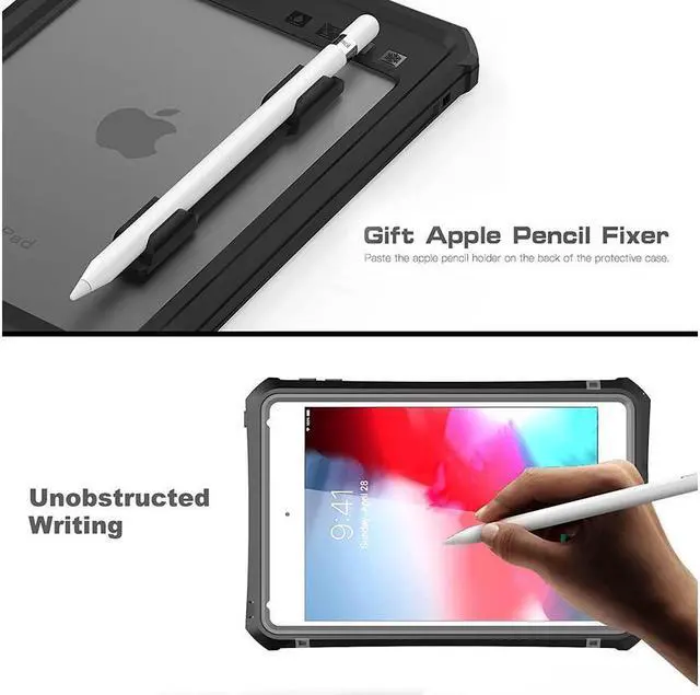 Alt view image 4 of 7 - BONAEVER Protective Case for iPad Mini 5 / Mini 4 7.9 Inches IP68 Waterproof Du Standproof Shockproof Cover with Pencil Holder Folding Stand and built-in Screen Protector Shoulder Strap