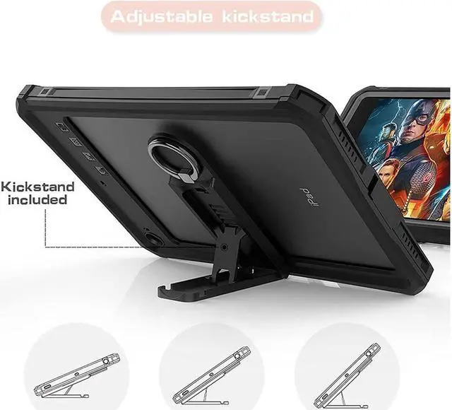 Alt view image 5 of 7 - BONAEVER Protective Case for iPad Mini 5 / Mini 4 7.9 Inches IP68 Waterproof Du Standproof Shockproof Cover with Pencil Holder Folding Stand and built-in Screen Protector Shoulder Strap
