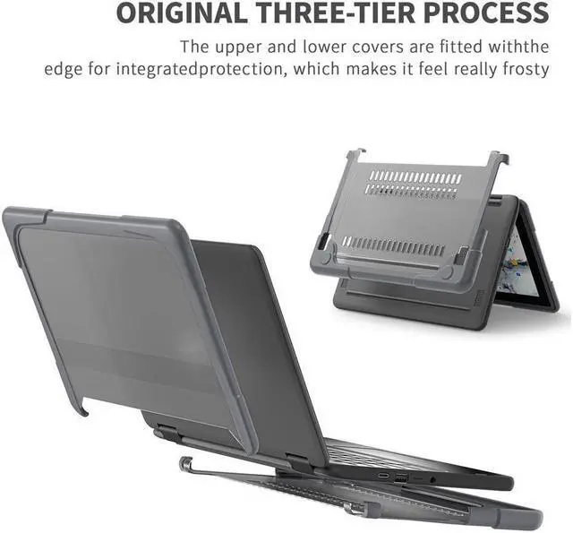Alt view image 3 of 7 - BONAEVER Case For Dell Chromebook 3110 / 3100 11 inch 2-in-1 Education Series DropProof Rugged Shockproof Bumpers Protective Cover Laptop Case for K-12 Students