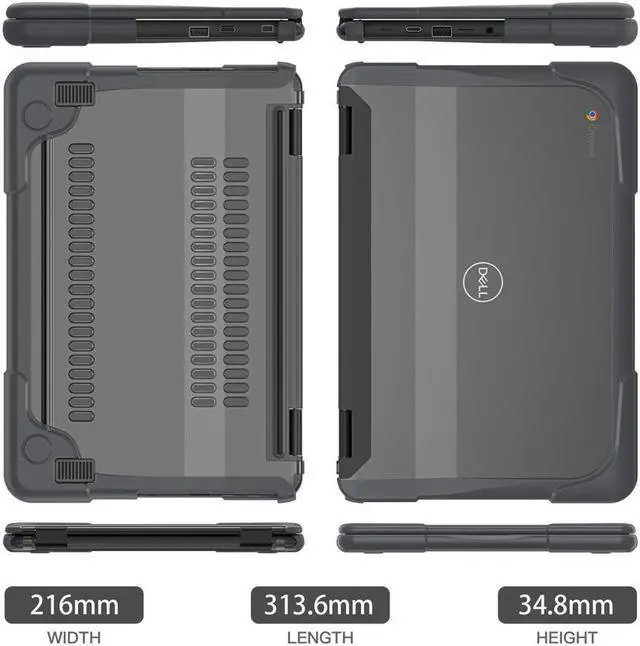 Alt view image 6 of 7 - BONAEVER Case For Dell Chromebook 3110 / 3100 11 inch 2-in-1 Education Series DropProof Rugged Shockproof Bumpers Protective Cover Laptop Case for K-12 Students