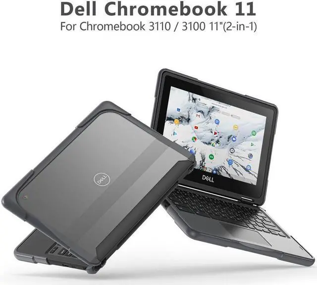 Alt view image 4 of 7 - BONAEVER Case For Dell Chromebook 3110 / 3100 11 inch 2-in-1 Education Series DropProof Rugged Shockproof Bumpers Protective Cover Laptop Case for K-12 Students