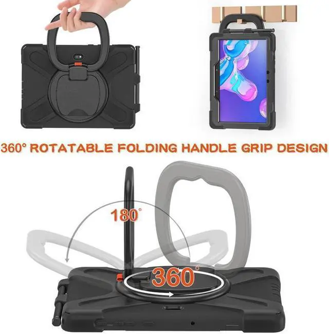 Alt view image 3 of 7 - BONAEVER For Samsung Galaxy Tab Active5 Pro 2025/Active4 Pro 2022/Tab Active Pro 2019 10.1 Inch Case, Heavy Duty Rugged Shockproof Drop Protection Cover with 360 Stand, Hand Strap & Shoulder Strap