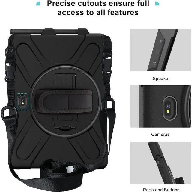 Alt view image 6 of 7 - BONAEVER For Galaxy Tab Active5 Pro 2025/Active4 Pro 2022/Tab Active Pro 2019 10.1 Inch Case Model SM-T630/T638/T540/T547 with S Pen Holder Rotating Stand and /Shoulder Strap Shockproof Cover