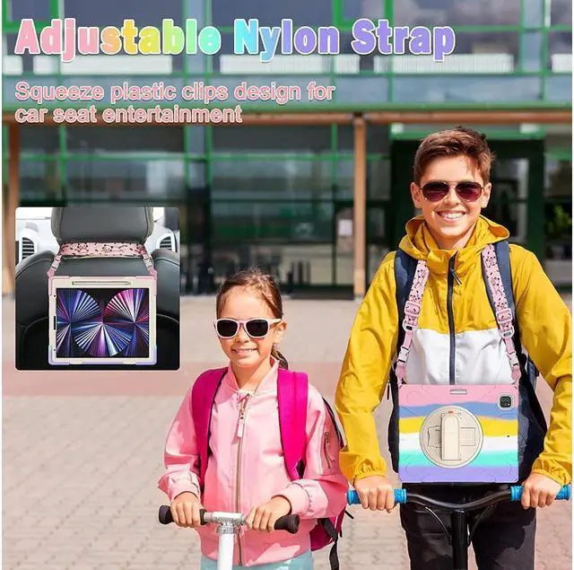 Alt view image 6 of 7 - BONAEVER Case for Apple iPad Pro 12.9 Inch 2022 2021 2020 2018 6th/5th/4th/3th Generation Shockproof Case with Pencil Holder Shoulder Strap Hand Strap Stand and