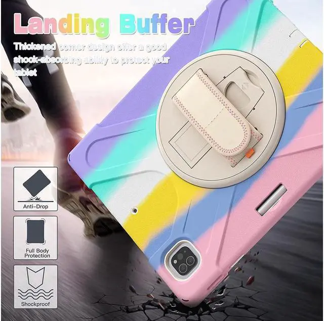 Alt view image 3 of 7 - BONAEVER Case for Apple iPad Pro 12.9 Inch 2022 2021 2020 2018 6th/5th/4th/3th Generation Shockproof Case with Pencil Holder Shoulder Strap Hand Strap Stand and