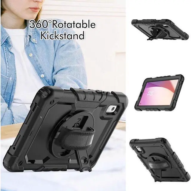 Alt view image 2 of 7 - BONAEVER Case For Lenovo Tab M9 2023 9 inch Model TB310XU / TB310FU Shockproof Rugged Protective Cover with Screen Protector Pencil Holder 360° Rotatable Stand and /Shoulder Strap