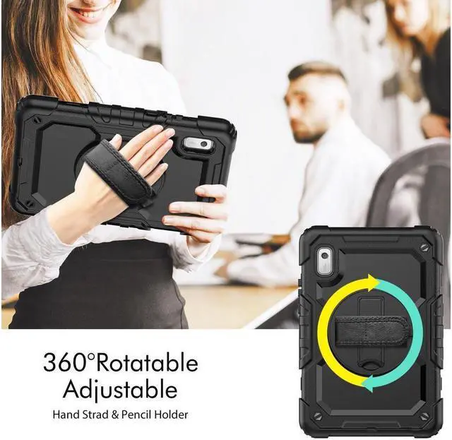 Alt view image 4 of 7 - BONAEVER Case For Lenovo Tab M9 2023 9 inch Model TB310XU / TB310FU Shockproof Rugged Protective Cover with Screen Protector Pencil Holder 360° Rotatable Stand and /Shoulder Strap