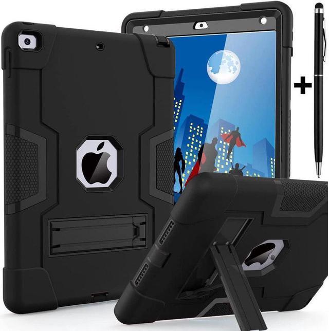 iPad 9th Gen 10.2 Inch 2021 Three Layer Full Body Protection Shockproof  Protective Cover with Pencil Holder Black