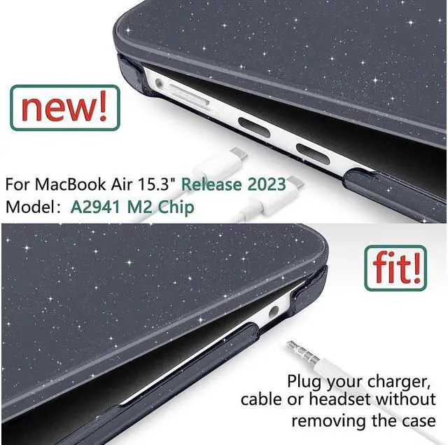 Alt view image 2 of 7 - BONAEVER Compatible with Macbook Air 15 inch Case 2025 2024 2023 A3241 M4 A3114 M3 A2941 M2 Plastic Hard Case with Keyboard Skin & Screen Protector & Type C Adapter