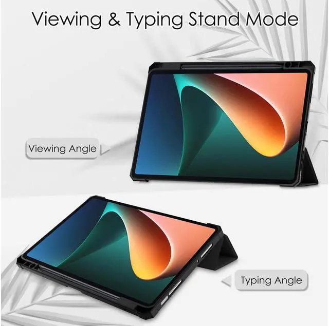 Alt view image 2 of 7 - BONAEVER Case For Xiaomi Pad 5 / Pad 5 Pro 11 Inch Transparent Hard Back Cover Trifold Smart Stand Cover with Pen Holder Stylus Pen Auto Wake/Sleep