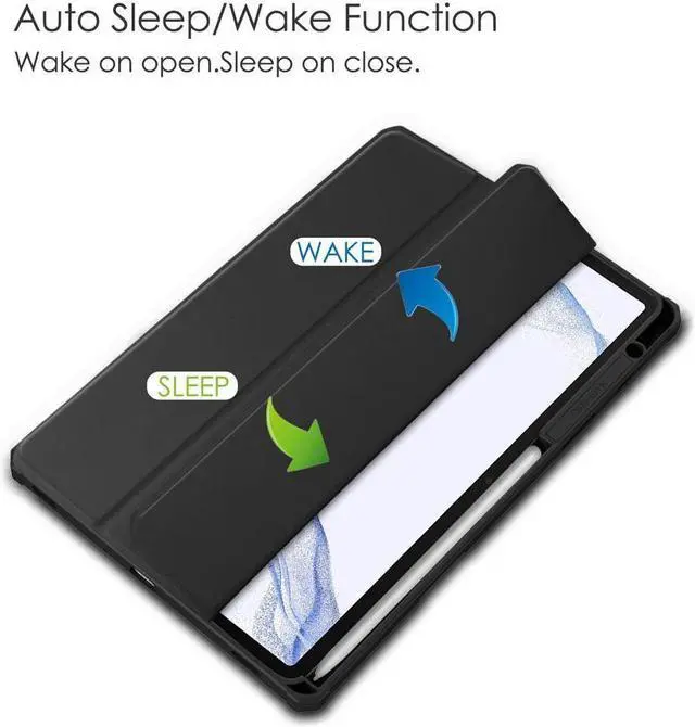 Alt view image 4 of 7 - BONAEVER Case for Samsung Galaxy Tab S8 11 inch 2022 SM-X700/X706 /Tab S7 11 inch 2020 SM-T870/T875/T878 with S-Pen Holder Trifold Cover Transparent PC Back Shell with Auto-Wake Stylus Pen Sky Blue