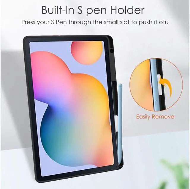 Alt view image 6 of 7 - BONAEVER Slim Case for Samsung Galaxy Tab S6 Lite 10.4 Inch 2022 2020 Model SM-P610/P613/P615/P619 with S Pen Holder Stylus Pen Shockproof Cover with Clear Transparent Back Shell