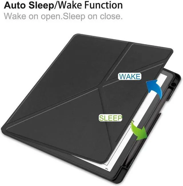 Alt view image 3 of 7 - BONAEVER Slim Case for Kindle Scribe 10.2 inch 2022 Released - Premium Leather Case Protective Smart Folio Shell Cover with Pen Holder Auto Wake/Sleep Multi-Viewing Angles Stylus Pen