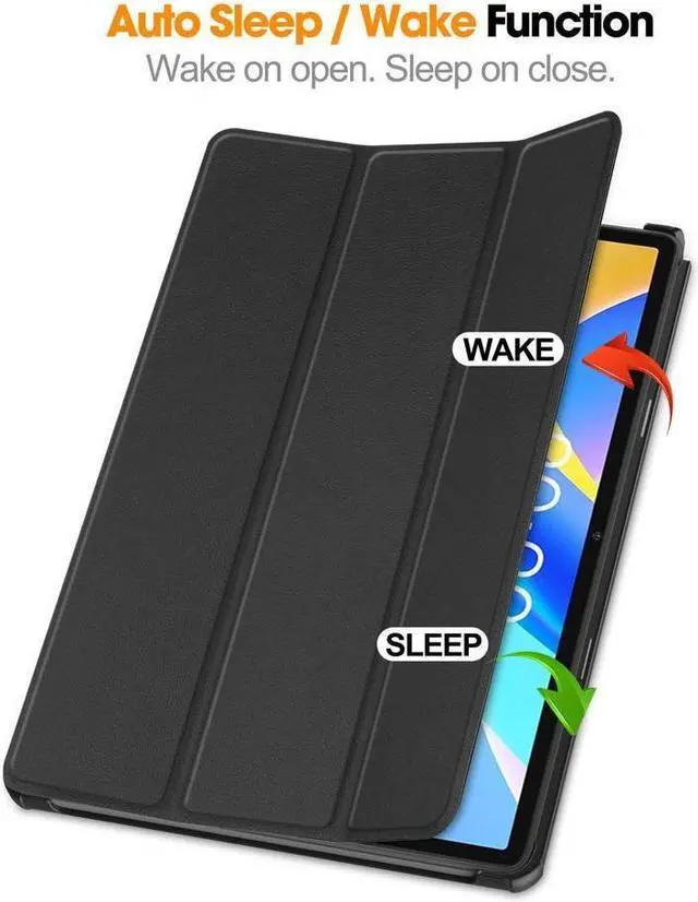 Alt view image 2 of 7 - BONAEVER Case for Tecla Stand M40 Plus 10.1 inch / P30S 10.1 inch / P40HD 10.1 inch Tri fold Slim Hard Shell Smart Protective Cover with Multi-Angle Stand Universal Stylus Pen