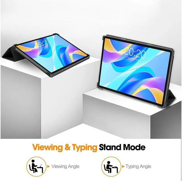 Alt view image 3 of 7 - BONAEVER Case for Tecla Stand M40 Plus 10.1 inch / P30S 10.1 inch / P40HD 10.1 inch Tri fold Slim Hard Shell Smart Protective Cover with Multi-Angle Stand Universal Stylus Pen