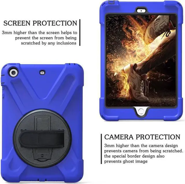 Alt view image 5 of 6 - BONAEVER For iPad Mini Case iPad Mini 1 2 3 Case Cover with 360 Degree Rotating Stand and Grip Strap Shoulder Strap ShockProof Rugged Protective Cover