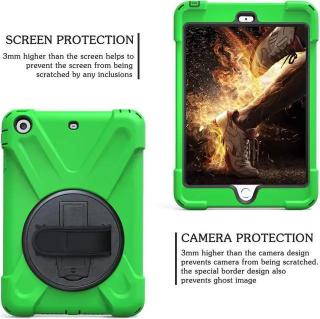 Alt view image 5 of 7 - BONAEVER For iPad Mini Case iPad Mini 1 2 3 Case Cover with 360 Degree Rotating Stand and Grip Strap Shoulder Strap ShockProof Rugged Protective Cover