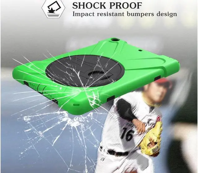 Alt view image 6 of 7 - BONAEVER For iPad Mini Case iPad Mini 1 2 3 Case Cover with 360 Degree Rotating Stand and Grip Strap Shoulder Strap ShockProof Rugged Protective Cover