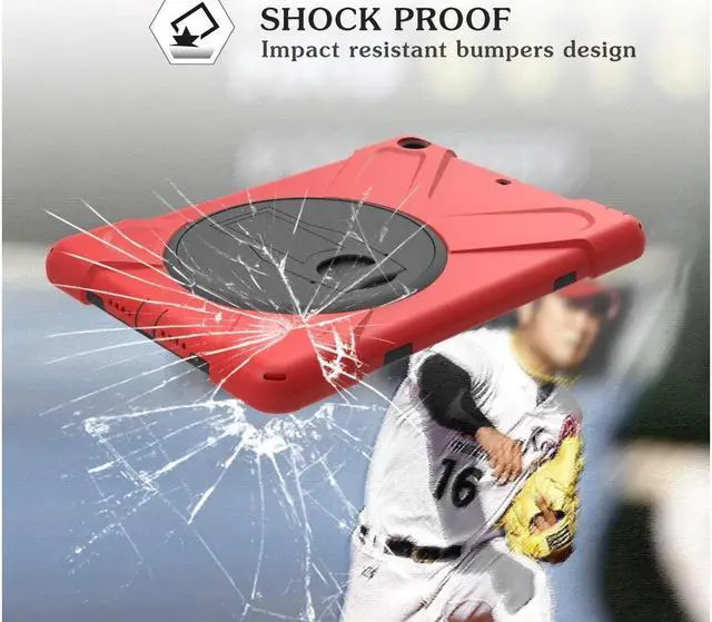 Alt view image 6 of 7 - BONAEVER For iPad Mini Case iPad Mini 1 2 3 Case Cover with 360 Degree Rotating Stand and Grip Strap Shoulder Strap ShockProof Rugged Protective Cover