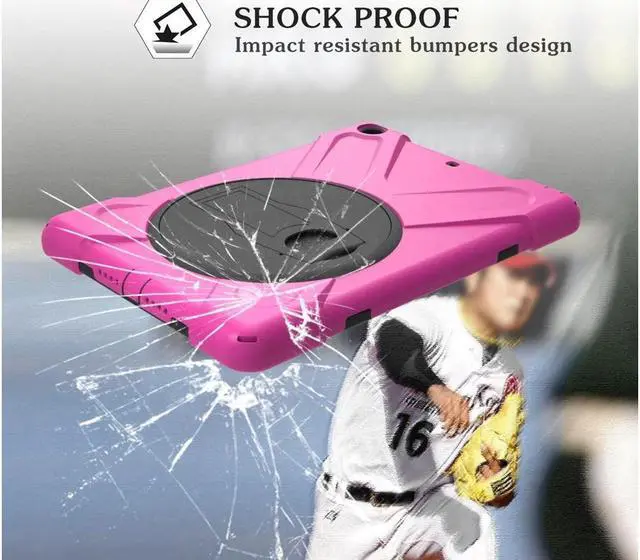 Alt view image 5 of 6 - BONAEVER For iPad Mini Case iPad Mini 1 2 3 Case Cover with 360 Degree Rotating Stand and Grip Strap Shoulder Strap ShockProof Rugged Protective Cover
