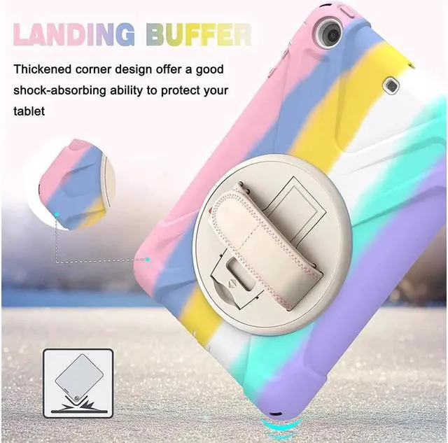 Alt view image 7 of 7 - BONAEVER For iPad Mini Case iPad Mini 1 2 3 Case Cover with 360 Degree Rotating Stand and Grip Strap Shoulder Strap ShockProof Rugged Protective Cover