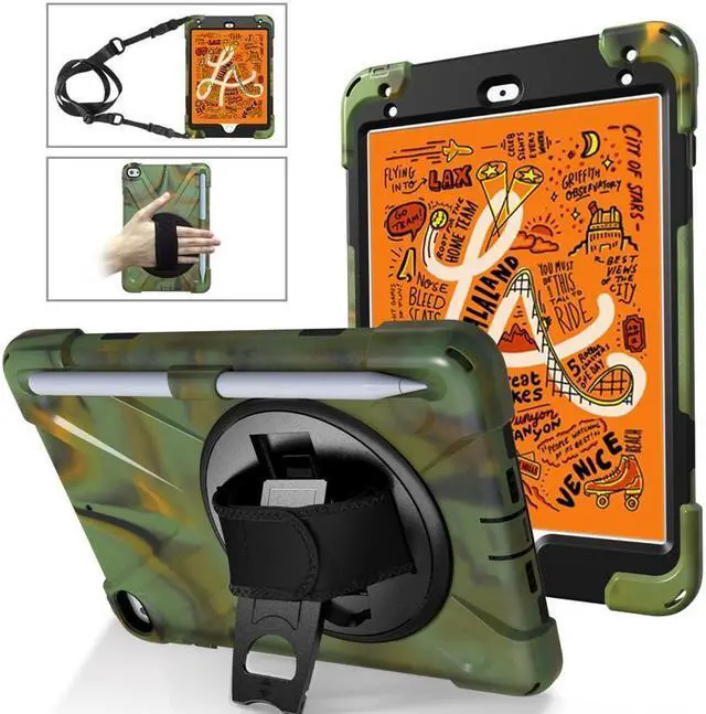 Main image of BONAEVER Case For iPad Mini 5 2019 Mini 4 2015 with Pencil Holder Shockproof Cover with Stand and & Shoulder Standrip for iPad Mini 5th Mini 4th Gen
