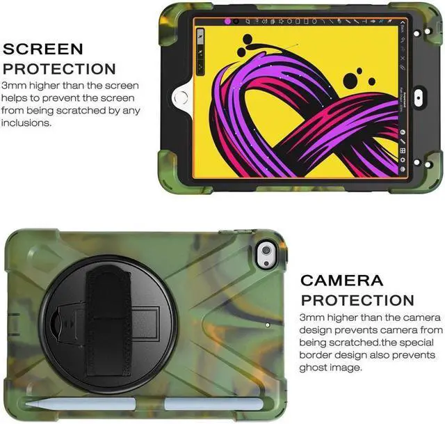 Alt view image 5 of 7 - BONAEVER Case For iPad Mini 5 2019 Mini 4 2015 with Pencil Holder Shockproof Cover with Stand and & Shoulder Standrip for iPad Mini 5th Mini 4th Gen