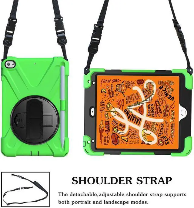 Alt view image 5 of 7 - BONAEVER Case For iPad Mini 5 2019 Mini 4 2015 with Pencil Holder Shockproof Cover with Stand and & Shoulder Standrip for iPad Mini 5th Mini 4th Gen