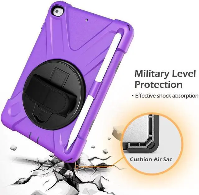 Alt view image 4 of 7 - BONAEVER Case For iPad Mini 5 2019 Mini 4 2015 with Pencil Holder Shockproof Cover with Stand and & Shoulder Standrip for iPad Mini 5th Mini 4th Gen