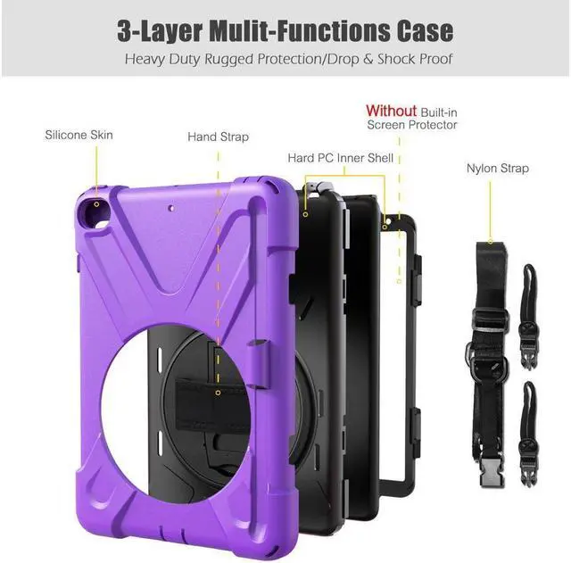 Alt view image 6 of 7 - BONAEVER Case For iPad Mini 5 2019 Mini 4 2015 with Pencil Holder Shockproof Cover with Stand and & Shoulder Standrip for iPad Mini 5th Mini 4th Gen