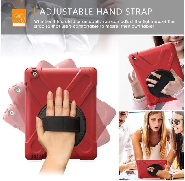 Alt view image 4 of 7 - BONAEVER For iPad 2 Case iPad 3 Case iPad 4 Case Cover Shockproof Protective Cover with Rotable Hand Strap Stand and Shoulder Strap