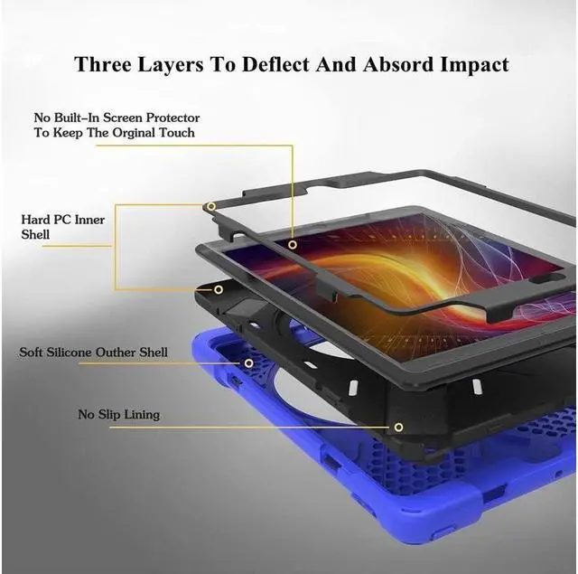 Alt view image 3 of 7 - BONAEVER For iPad Air Case Protective Cover for Apple iPad Air 1 Stand Generation Model A1474 A1475 A1476 With 360 Degree Stand and Grip Shoulder Strap