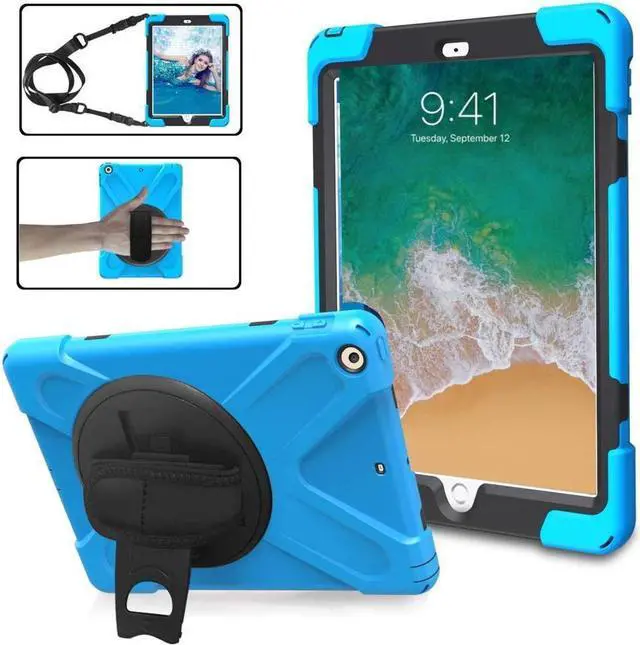 Main image of BONAEVER For iPad Air Case Protective Cover for Apple iPad Air 1 Stand Generation Model A1474 A1475 A1476 With 360 Degree Stand and Grip Shoulder Strap