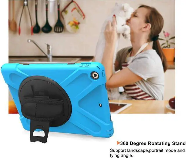 Alt view image 3 of 7 - BONAEVER For iPad Air Case Protective Cover for Apple iPad Air 1 Stand Generation Model A1474 A1475 A1476 With 360 Degree Stand and Grip Shoulder Strap