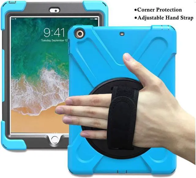 Alt view image 4 of 7 - BONAEVER For iPad Air Case Protective Cover for Apple iPad Air 1 Stand Generation Model A1474 A1475 A1476 With 360 Degree Stand and Grip Shoulder Strap